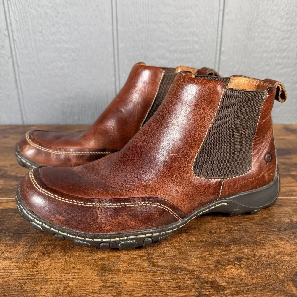 Born Hemlock Chelsea Boots Mens 8.5 M Brown Leather Pull On Ankle Boot Travel